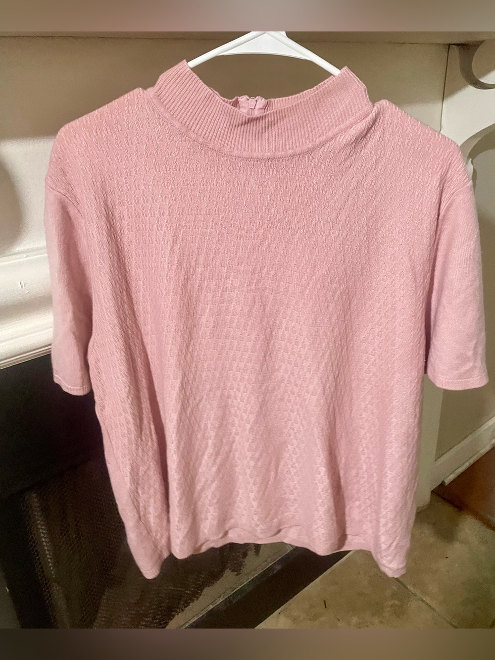 Koret Light Pink Short-Sleeve Mock Neck Top